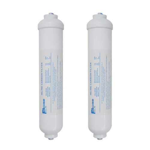 2 PACK  External In line Water Filter for Samsung LG Daewoo Beko fridge 2-Inch OD X 10&quot; Inline Coconut Carbon Filter 1/4&quot; QC