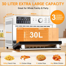 30L Air Fryer Oven With Rotisserie, 1800W & 21 Preset Mode Countertop Convection Mini Oven with Digital LCD Display, Timer