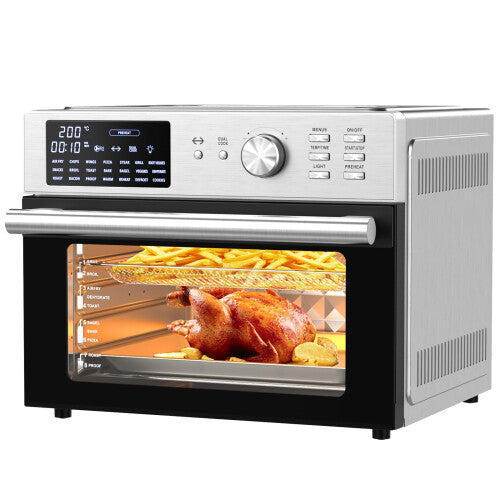 30L Air Fryer Oven With Rotisserie, 1800W & 21 Preset Mode Countertop Convection Mini Oven with Digital LCD Display, Timer