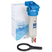 (3/4 Inch BSP Thread) Single 10 Inch Long Empty Transparent Water Filter Housing Set with Ball Valve
