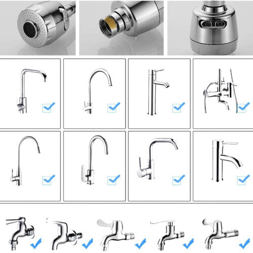 360 Degree Swivel Faucet Aerator Kitchen Faucet Head 2 Modes Adjustable Shower Head Filter Sprayer