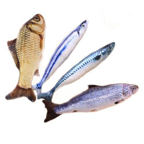 (4) 30cm Large Size Interactive Pets Pillow Catnip Toys Simulation Plush Fish Shape Doll Chew Bite Cat Toys