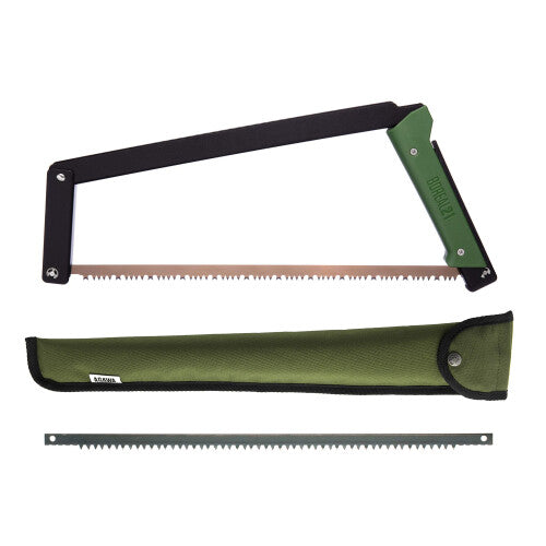 Agawa Canyon BOREAL21 Tripper KIT- 21 inch Folding Bow Saw, Rugged Cordura Sheath, Additional Aggressive Blade (Black Frame- Green Handle)