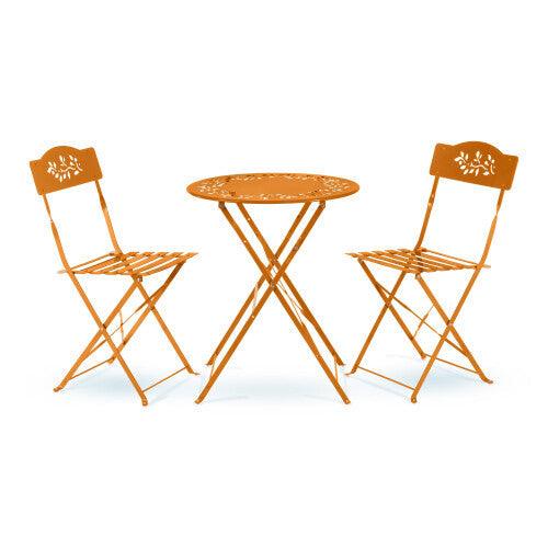 Alpine Corporation Indoor/Outdoor 3-Piece Bistro Set Folding Table and Chairs Patio Seating, Orange