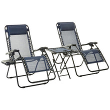 Amazon Basics Zero Gravity Alloy Steel Chair with Side Table For Relaxing, Cup Holders,Reclining,Foldable, Set of 2, Blue