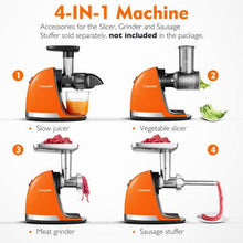AMZCHEF Juicer Machines - Cold Press Slow Juicer - Masticating Juicer for Whole Fruits and Vegetables   with 2 Cups and Brush - Orange