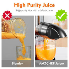 AMZCHEF Juicer Machines - Cold Press Slow Juicer - Masticating Juicer for Whole Fruits and Vegetables   with 2 Cups and Brush - Orange