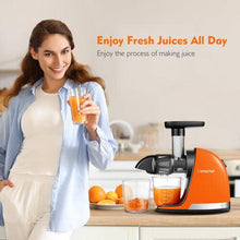 AMZCHEF Juicer Machines - Cold Press Slow Juicer - Masticating Juicer for Whole Fruits and Vegetables   with 2 Cups and Brush - Orange