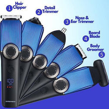 BarberBoss Beard Trimmer Men, Hair Clippers - Nose, Ear & Beard Grooming Set, Rechargeable, 39 Cutting Lengths, Precision Dial, QR-6082