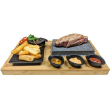 Black Rock Grill Steak on a Stone Grill Set, Sizzling Lava Stone Cooking Set