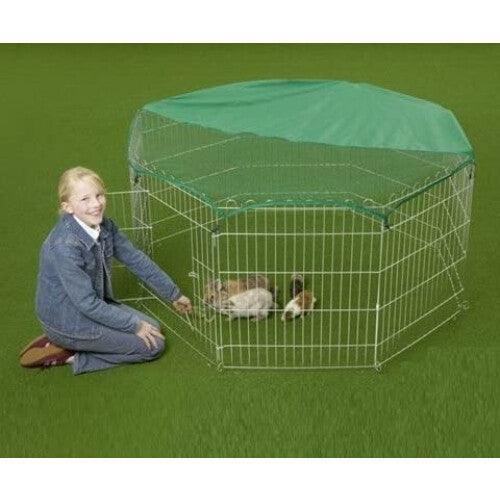 BUNNY BUSINESS 8 Panel Rabbit Guinea Pig Play Pen Rabbit Run Rabbit Playpens XL (8 Panel Playpen 55" x 55"), Silver