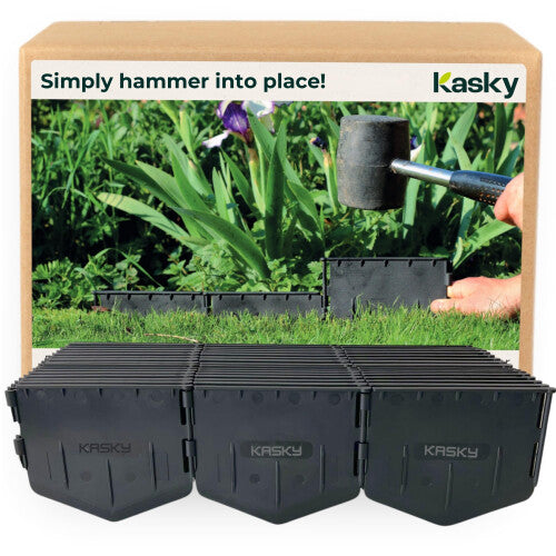 Easy to Install Lawn Edging Border - Simply Hammer into Place, No Trenches to Dig - Durable & Flexible Garden Edging - Invisible Grass