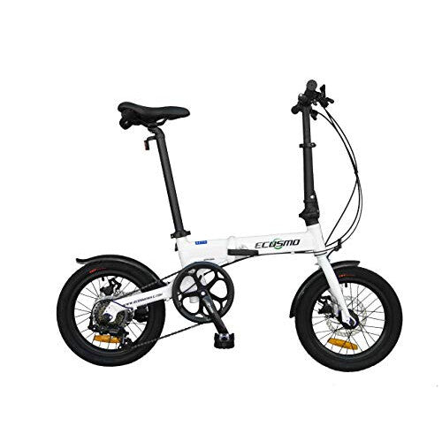 ECOSMO 16" Lightweight Alloy Folding City Bike Bicycle,6 SP SHIMANO, Dual Disc brakes - 16AF02W