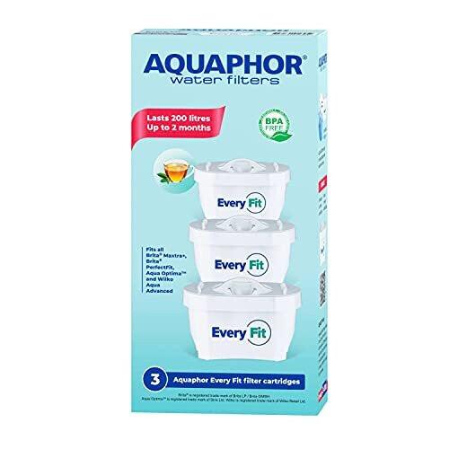 Every Fit Replacement Filter Cartridge Pack of 3 - Compatible with All Aqua Optima Filter jugs and Brita Maxtra+ Reduces limescale, Chlorine and Other