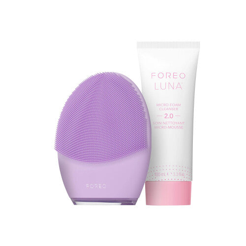 FOREO Clean Balance LUNA 4 Bundle - Facial Cleansing Brush for Sensitive Skin + LUNA Micro-Foam Face Cleanser 2.0, 100 ml - Firming Face Massager