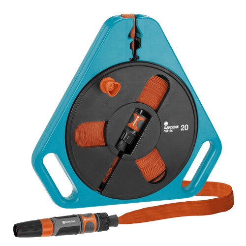GARDENA Classic roll-fix flat hose 20 with cassette: Space-saving hose cassette with water hose (Ø 12 mm in cassette)