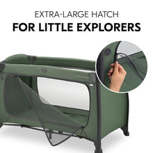 hauck Play N Relax Center Travel Cot, Dark Green - Fast Folding & Compact, with Changing Mat & Travel Bag, 120cm x 60cm, from Birth - 15kg