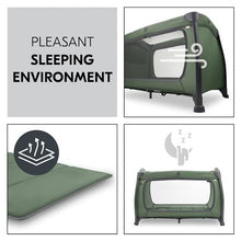 hauck Play N Relax Center Travel Cot, Dark Green - Fast Folding & Compact, with Changing Mat & Travel Bag, 120cm x 60cm, from Birth - 15kg