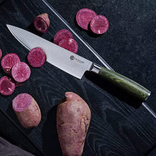 HexClad Chef's Knife, 20 cm Japanese Damascus Stainless Steel Blade, Full Tang Construction, Pakkawood Handle