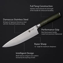 HexClad Chef's Knife, 20 cm Japanese Damascus Stainless Steel Blade, Full Tang Construction, Pakkawood Handle