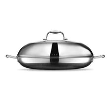 HexClad Hybrid Nonstick 35 cm Frying Pan with Steel Lid, Dishwasher and Oven Safe, Induction Ready, Compatible with All Cooktops
