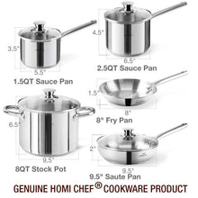 HOMI Chef 14-Piece Nickel Free Stainless Steel Cookware Set - Nickel Free Stainless Steel Pots and Pans Set