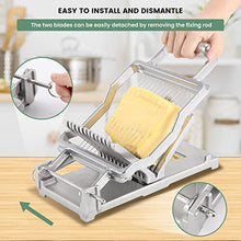 Huanyu Commercial Cheese Slicer with 1cm & 2cm Cutting Board Stainless Steel Cheese Cutter with Wire Multifunctional Wire Cutter for Cheese