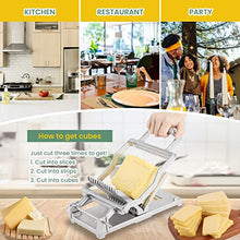 Huanyu Commercial Cheese Slicer with 1cm & 2cm Cutting Board Stainless Steel Cheese Cutter with Wire Multifunctional Wire Cutter for Cheese