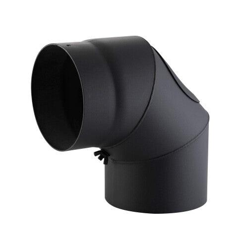 Kamino-Flam 90 Elbow Pipe Ø 150 mm, Steel Stove Pipe Elbow with Door, Elbow Chimney Pipe with Heat Resistant Senotherm Coating
