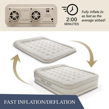 King Koil Size Luxury Raised Air Mattress - Best Inflatable Airbed With Built-In Pump - Elevated Raised Air Mattress Quilt Top Queen Beige