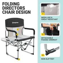 KingCamp Directors Chair Folding Camping Chairs for Adults with Side Table 23in Wide Seat for Garden Picnic Outdoor Supports up to 300LBS