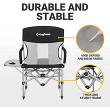 KingCamp Directors Chair Folding Camping Chairs for Adults with Side Table 23in Wide Seat for Garden Picnic Outdoor Supports up to 300LBS
