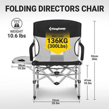 KingCamp Directors Chair Folding Camping Chairs for Adults with Side Table 23in Wide Seat for Garden Picnic Outdoor Supports up to 300LBS