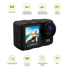 LAMAX W9.1 Waterproof Sport Action Camera 4K 60 fps Camcorder with Dual Display, Stabilization, 21 Accessories, Wi-Fi, Slow Motion