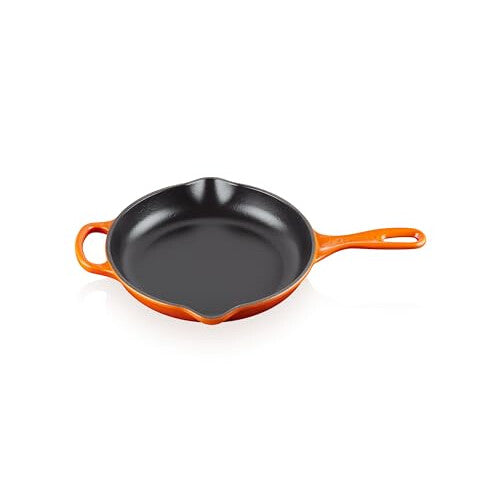 Le Creuset Signature Enamelled Cast Iron Skillet Frying Pan With Helper Handle and Two Pouring Lips, 23 cm, Volcanic, 20182230900422