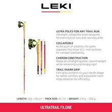 LEKI Ultratrail FX.One Trail Running Poles, Neon Pink/Black/Neon Yellow, 115 cm