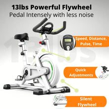 Limepeaks Fitness Indoor Exercise Cycling Bike Studio Fitness with LCD Monitor Pulse Sensor Adjustable Handlebars and Seat - LMP-720 (White)