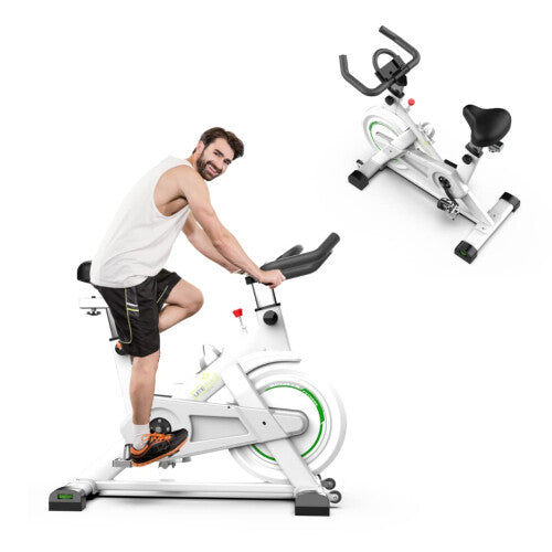 Limepeaks Fitness Indoor Exercise Cycling Bike Studio Fitness with LCD Monitor Pulse Sensor Adjustable Handlebars and Seat - LMP-720 (White)