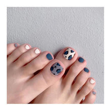 Matte Blue Spot Toenails Press On Nails White Square Leopard Pedicure Foot Fake Toe Nails Acrylic False Toe Nails Tips For Women And Girls