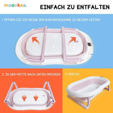 moovkee. Baby Bath Tub Frame 80 cm Foldable Bathtub with Thermometer Bath Cushion and Stand Safe for Babies Newborns