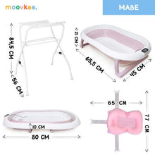moovkee. Baby Bath Tub Frame 80 cm Foldable Bathtub with Thermometer Bath Cushion and Stand Safe for Babies Newborns