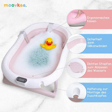 moovkee. Baby Bath Tub Frame 80 cm Foldable Bathtub with Thermometer Bath Cushion and Stand Safe for Babies Newborns