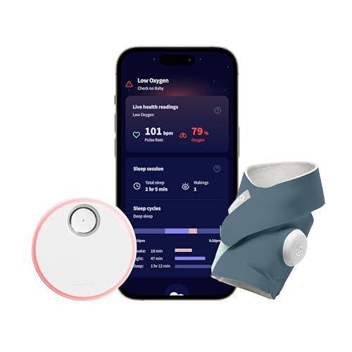 Owlet Dream Sock - Smart Baby Monitor - Track Live Pulse (Heart) Rate, Oxygen in Infants - Bedtime Blue