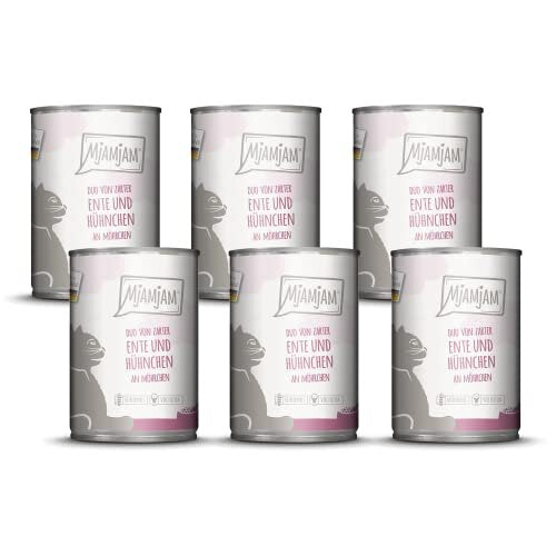 '- Premium wet food for cats - DUO of tender duck & juicy chicken on carrots, 6 pack (6 x 400 g), grain-free with extra meat