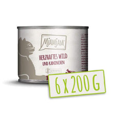 '- premium wet food for cats - hearty game & rabbit with fruity blueberries, pack of 6 (6 x 200 g), grain-free with extra meat