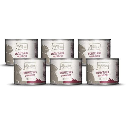 '- premium wet food for cats - hearty game & rabbit with fruity blueberries, pack of 6 (6 x 200 g), grain-free with extra meat