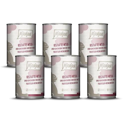 '- premium wet food for cats - hearty game & rabbit with fruity blueberries, pack of 6 (6 x 400 g), grain-free with extra meat