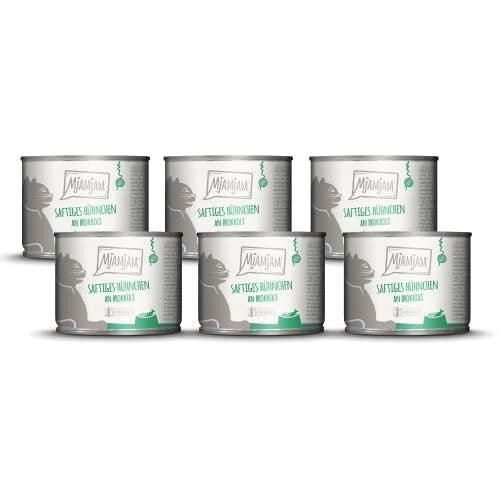 '- Premium wet food for cats - juicy chicken with broccoli, 6 pack (6 x 200 g), grain-free with extra meat