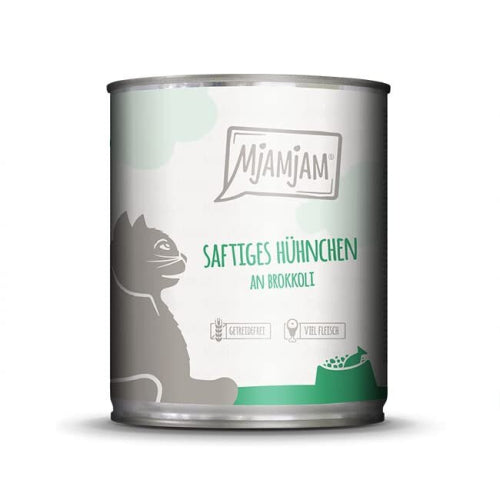 '- Premium wet food for cats - juicy chicken with broccoli, 6 pack (6 x 800 g), grain-free with extra meat
