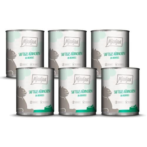 '- Premium wet food for cats - juicy chicken with broccoli, 6 pack (6 x 800 g), grain-free with extra meat